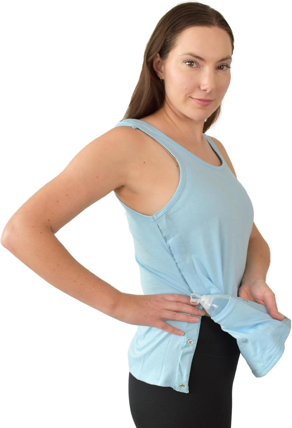 Inspired Comforts Mastectomy Recovery Tank Top with Drain Pocket & Snap-Access