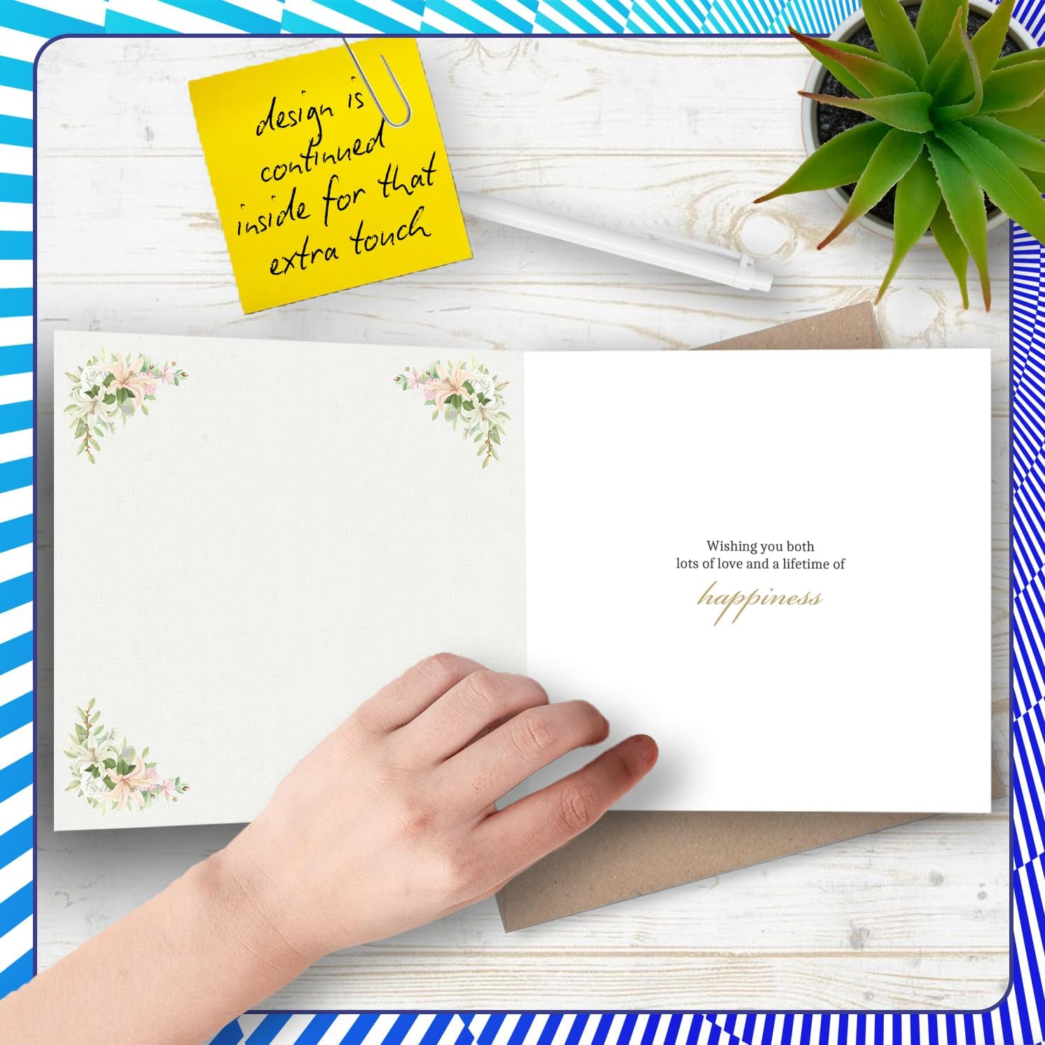 Wedding Card for Couples - Floral Bouquet Mr & Mrs - Congratulations Gifts, Congrats Well Done Card for Friends Family Colleague Neighbour, 145Mm Happy Marriage Greeting Cards - Mrsmrs image number 7