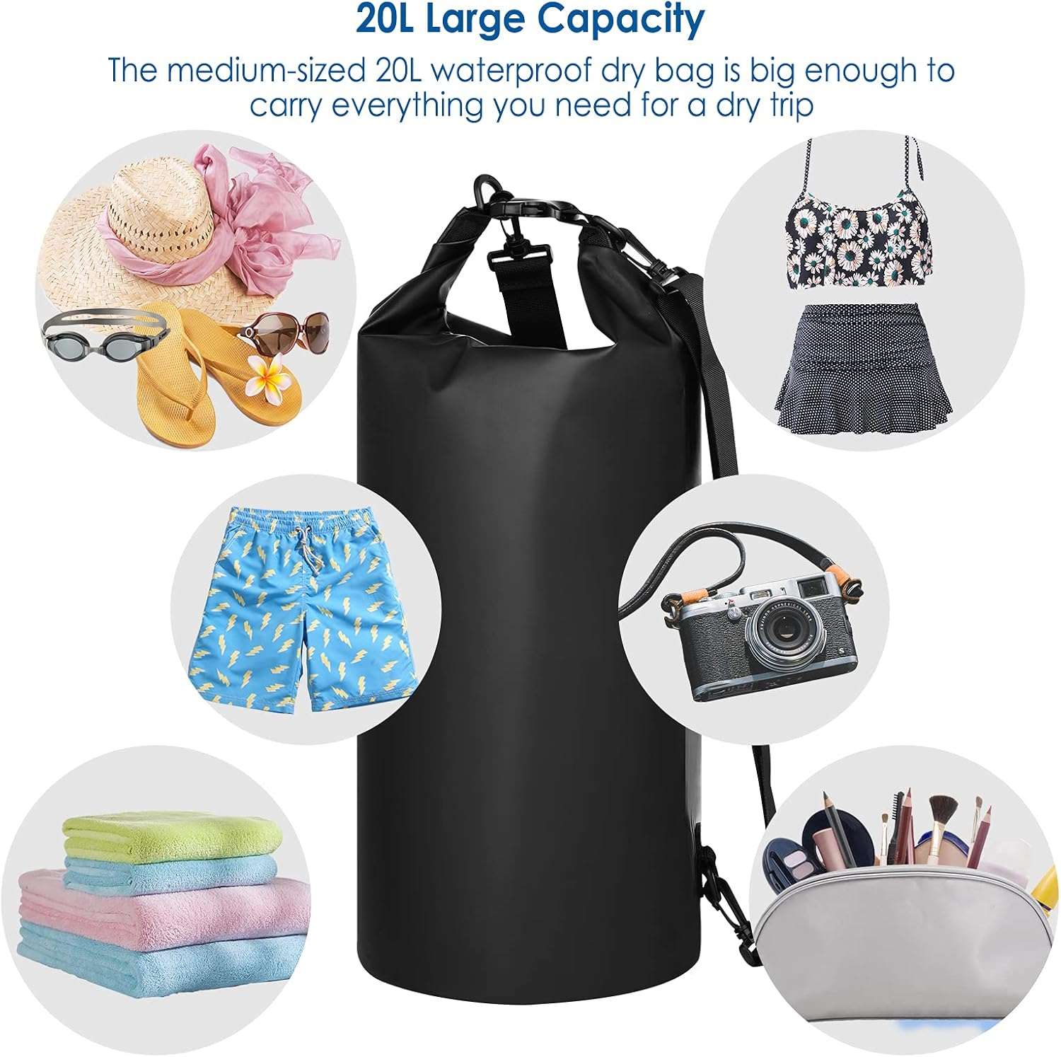 Simpeak 3PCS Universal Waterproof Phone Pouch Case/Waterproof Pouch Bag with Waist Strap 8.6 X6 Inch / 20L Waterproof Dry Bag for Water Sports Activities image number 4