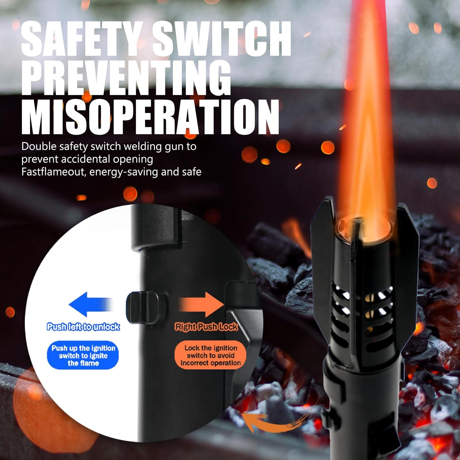 Portable Brightfire, Turbine Jet Bright Fire Lighter, Windproof Straight Torch Blue Flame Lighter, Wind Resistant Bright Fire Lighter, Torch Lighters Butane Refillable for Men (Black) image number 1