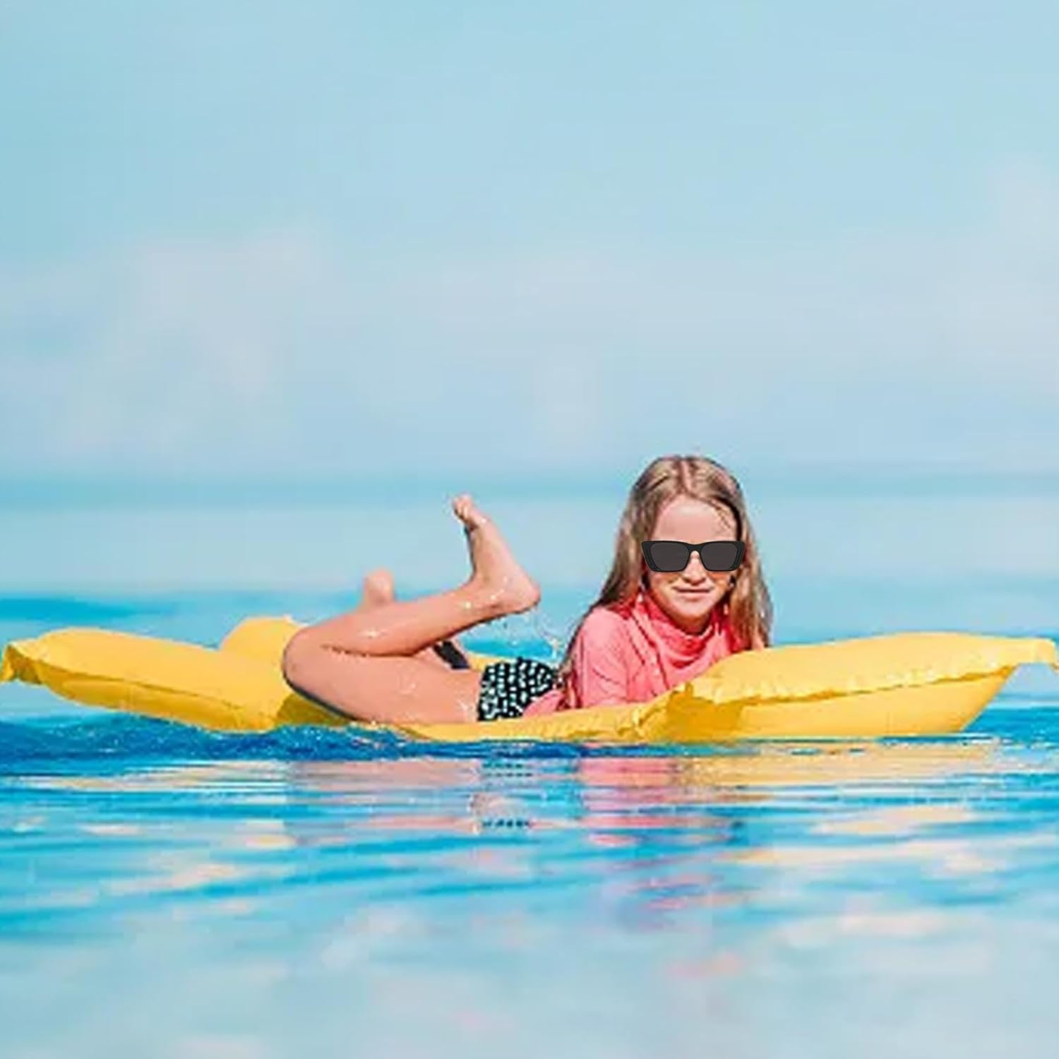 Trendy Sunglasses - Fashion Black Oversized Sunglasses | Drop-Resistant Trendy Sunglasses, Flat Top Glasses Party Dress up for Women image number 3