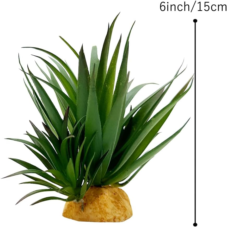 Smoothedo-Pets Reptile Artificial Plants Succulent Terrarium Decor Desert Rain Forests Plant Lizard Bearded Dragon Chameleon Gecko Snake Amphibian Habitat Hideout Tank Accessories (Agave-Set) image number 2