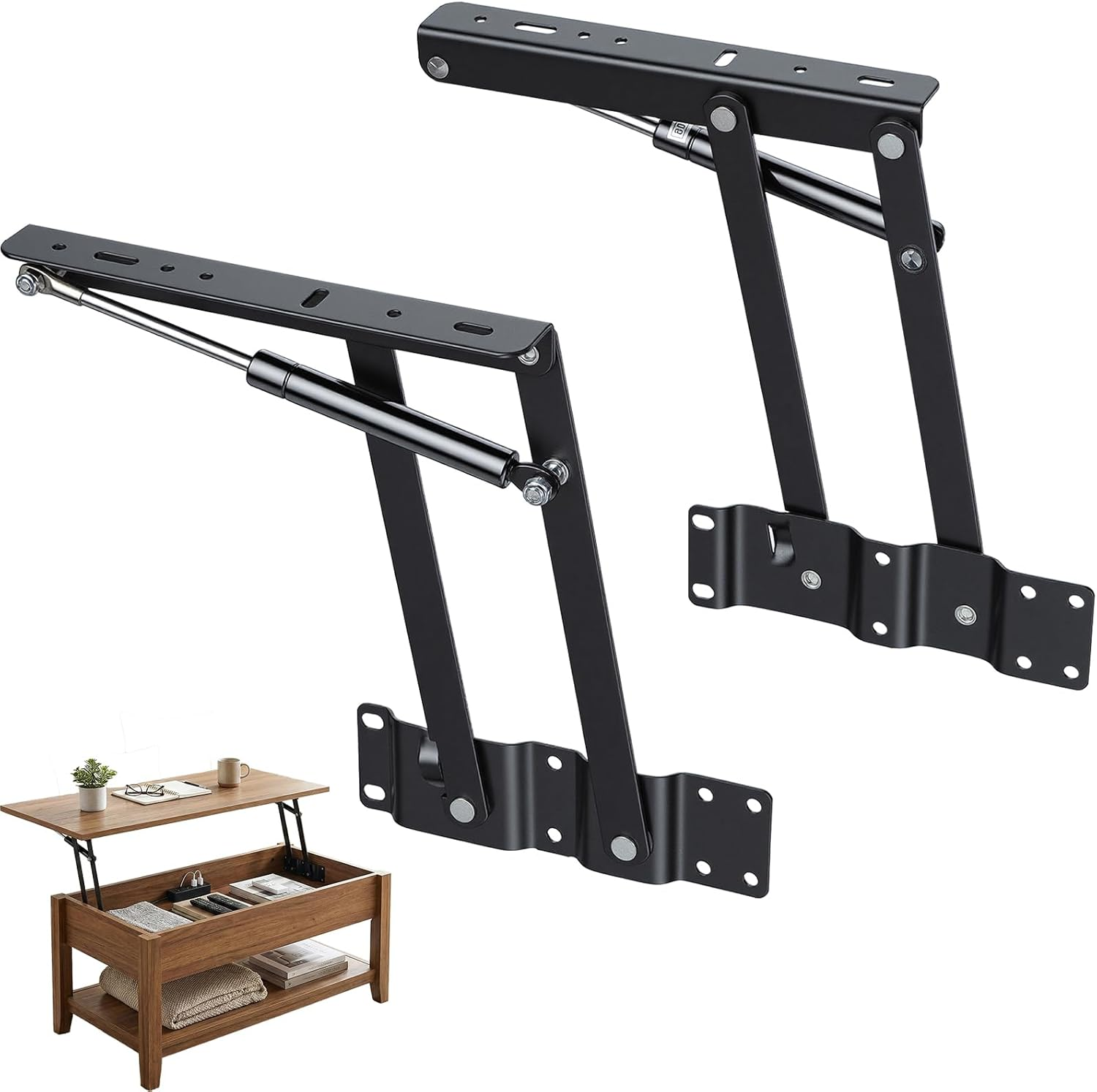 AIWFL 2Pcs Folding Lift up Top Table Hinges Coffee Table Lifting Frame Gas Hydraulic Hinge Hardware Mechanism Spring Hinge for Desk Cabinet Coffee Table image number 5