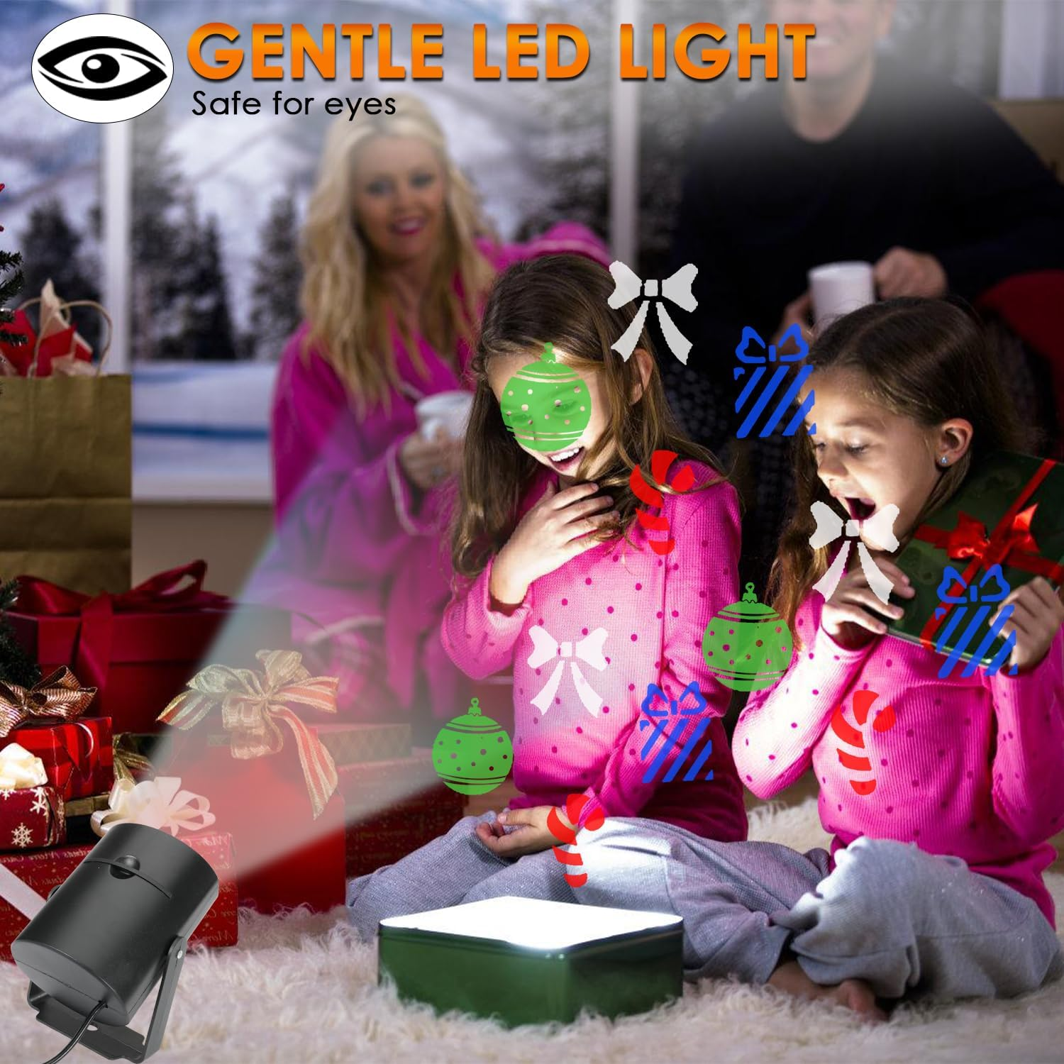 AUTOWT Halloween Christmas Projector Lights, Holiday Light Projector Outdoor, LED Projection Lights with 2 HD Slides for Indoor Outdoor Xmas New Year Party Landscape Decorations image number 3