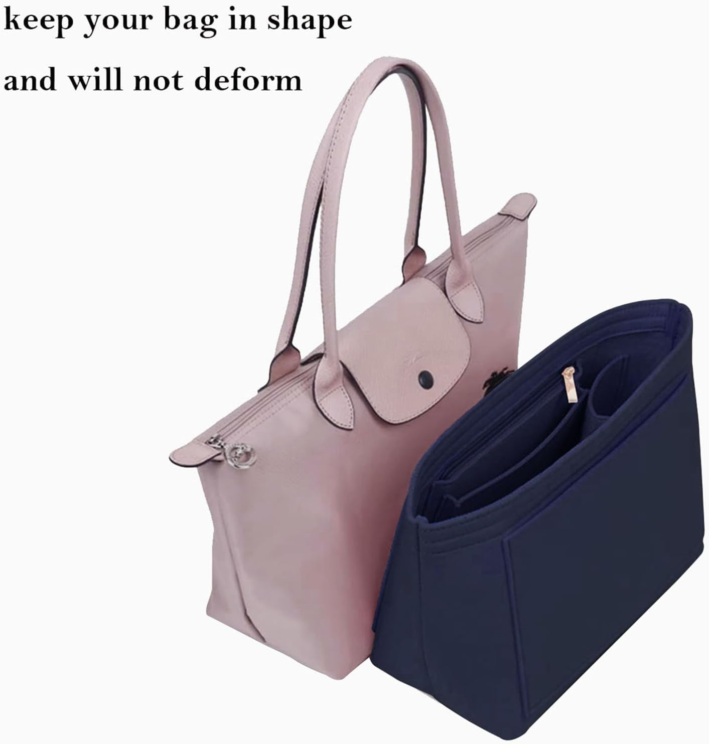 Lckaey Bag Organizer Insert for Longchamp Bag Organizer Purse Organizer Tote Large Handbag Organizer Inserts 1032Navy Blue-L image number 2