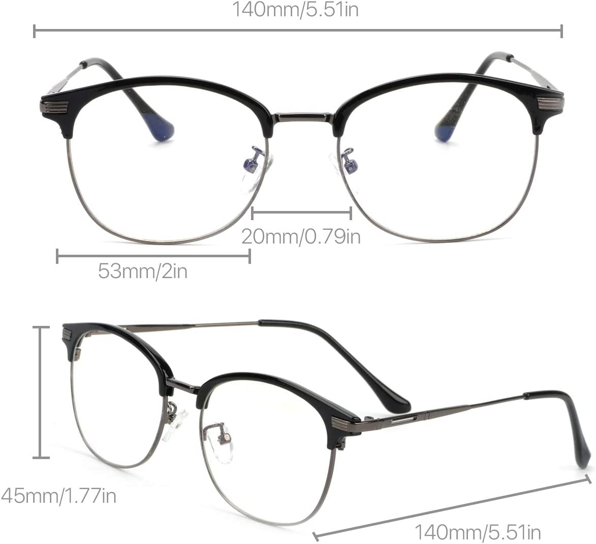 Blue Light Blocking Gaming Glasses anti Eyestrain Glasses Gaming Eyewear Retro Vision Care anti Glare for PC Laptop Gamer Reading (Black Frame Clear Lens) image number 4