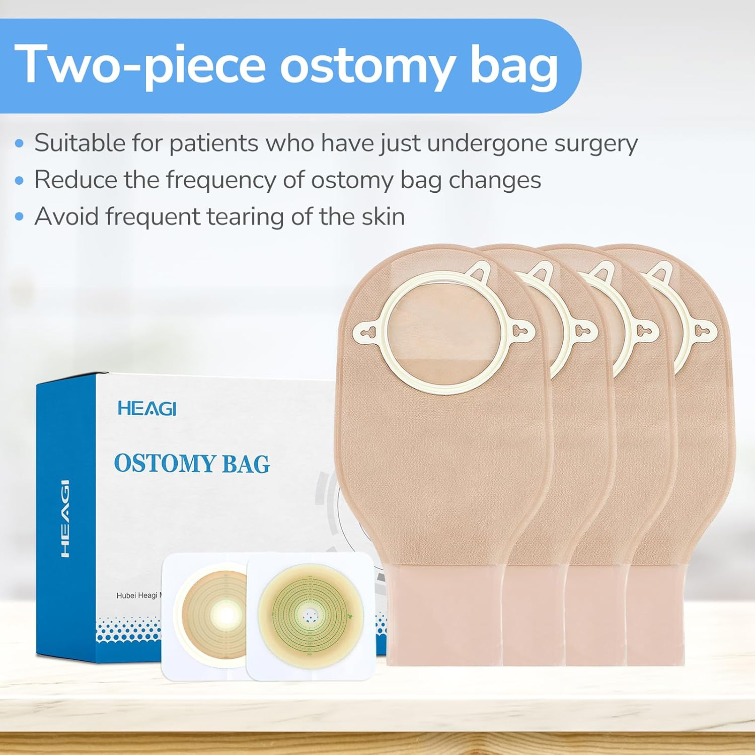 22 PCS Ostomy Supplies Colostomy Bags, 2 Piece Clamp Drainable Pouches for Colostomy Ileostomy Stoma Care, Cut-To-Fit, 70 Mm Max (16 X Ostomy Bags+ 6 X Barriers+3 X Clamps) image number 1