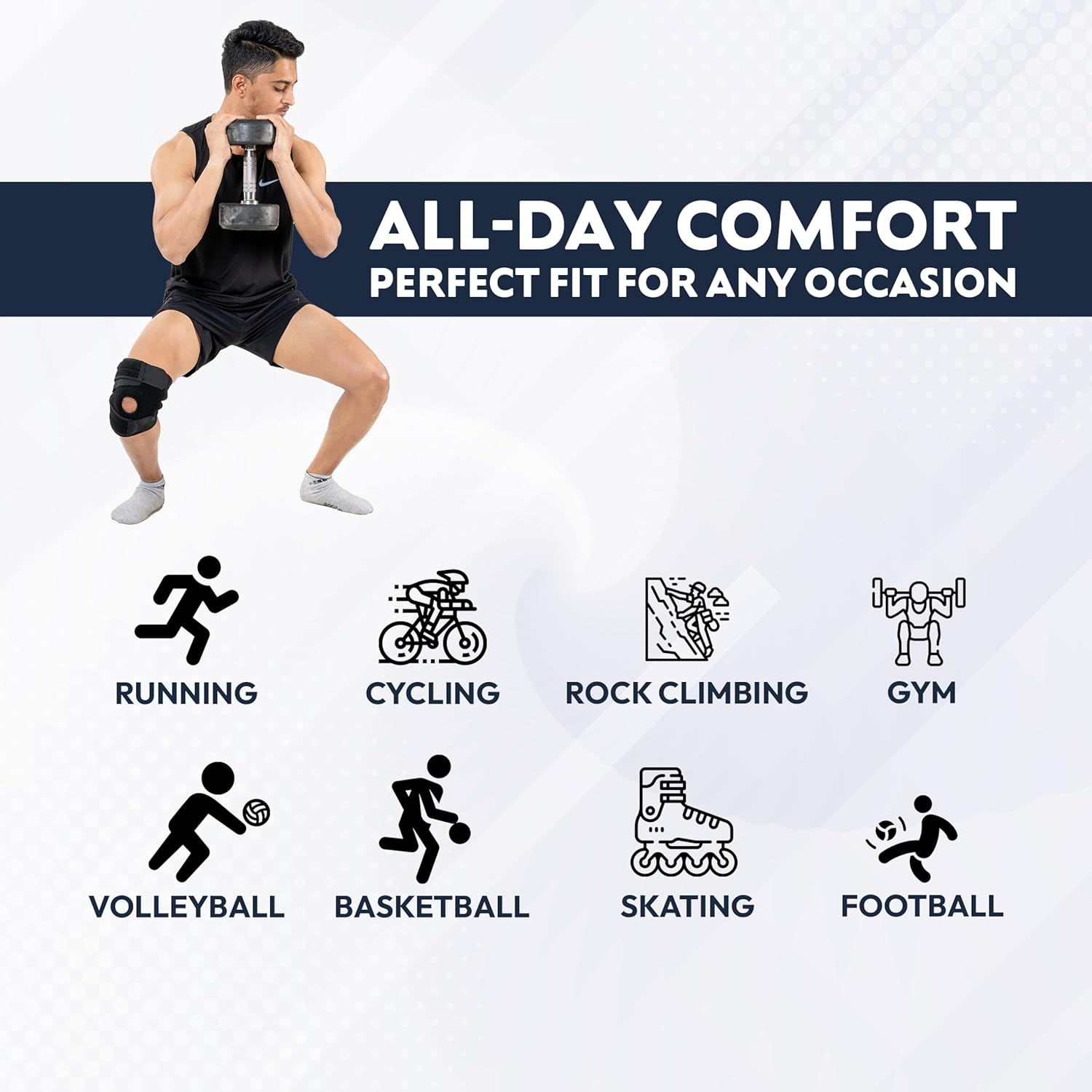 I5Joints-Non Slip Knee Brace-Specially Designed for Sports(Premium Knee Support Open Patella, Breathable Knee Cap Brace for Arthritis, Pain Relief, Sports for Men & Women) image number 1