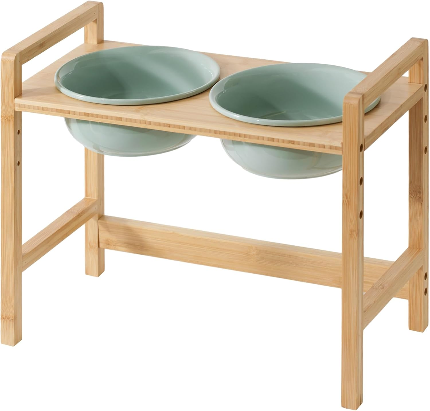 Havniva Ceramics Raised Dog Bowl with Non-Slip Stand Elevated Dog Bowl for Medium Dog Food and Water Bowl Dog Dish Pet Feeding Bowl (Double 6.9" Bowl, Cream White) image number 5