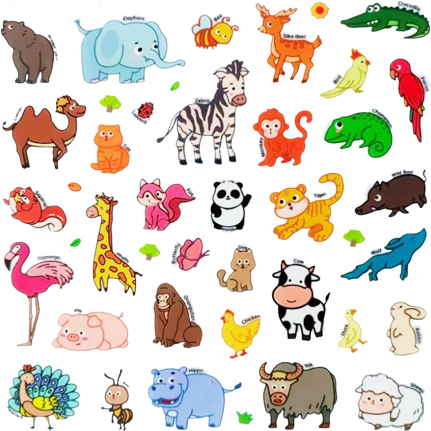 34Pcs Window Clings Stickers,Jungle Animals Gel Clings Decals for Kids Toddlers and Adults Classroom (Animal) image number 2
