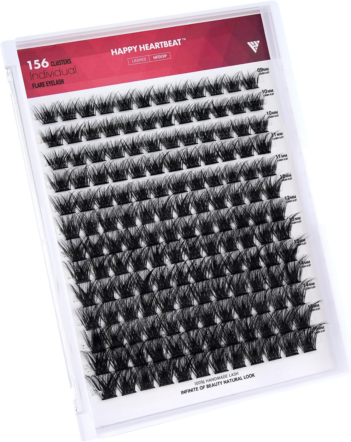 Individual Lashes M1 Dramatic Eyelash Extension 9-16Mm C Curl Soft Faux Mink Lashes Clusters C/D Curl Individual Lashes Extensions DIY Clusters Lashes -Happy Heartbeat(M1-0.07, C-9-16-MIX) image number 3