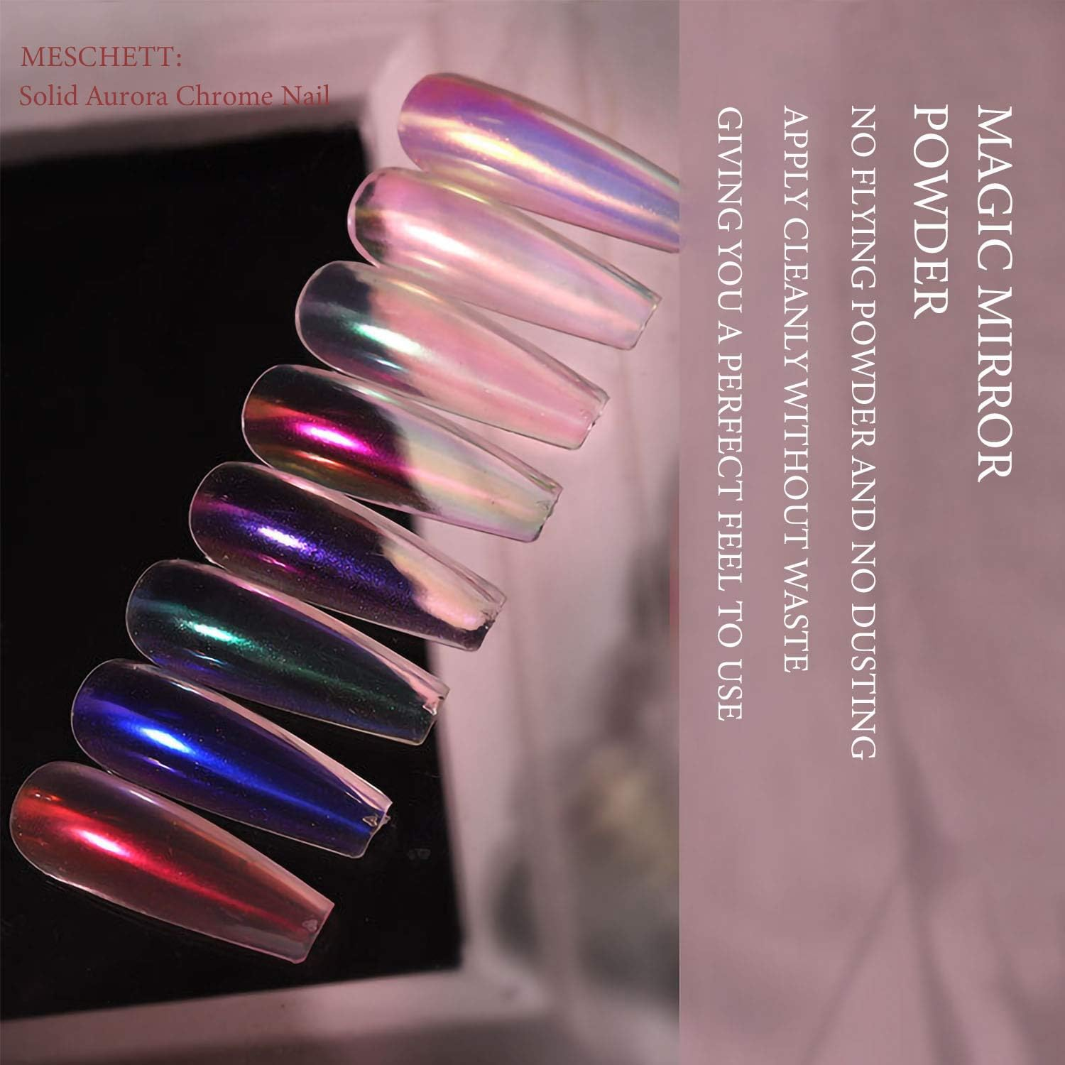 Aurora Chrome Nail Powder Upgrade Aurora Iridescent Nail Powder Multi Mirror Effect Mermaid Neon Transparent Powder for Nail Art D&eacute;cor image number 1