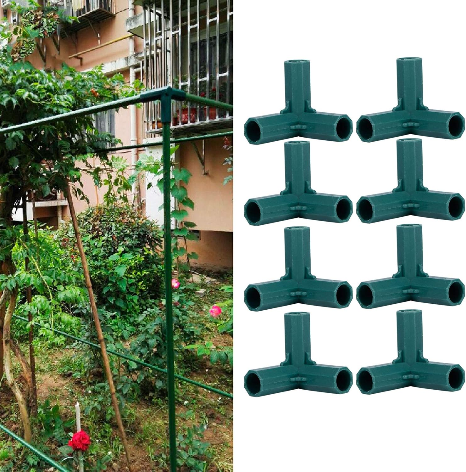 Canes Connector, 3-Way Plastic Garden Support Stakes Plant Support Pole Gardening Post Accessories Tool for Agriculture Lawn Greenhouse Vegetable image number 4