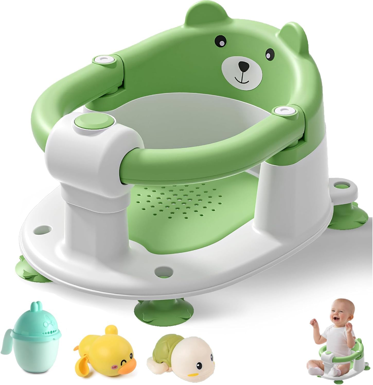 Baby Bath Seat for Babies 6 Months & Up, Toddler Bath Seats for Babies Sitting Up, Non-Slip Infant Bath Tub Chair with 4 Suction Cups & Soft Cushion for Shower, Compact Toddler Bathtub Seat Purple