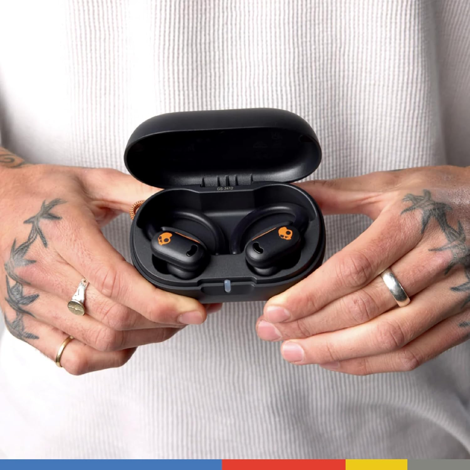 Skullcandy Push ANC Active Wireless Earbuds, Black/Orange image number 2