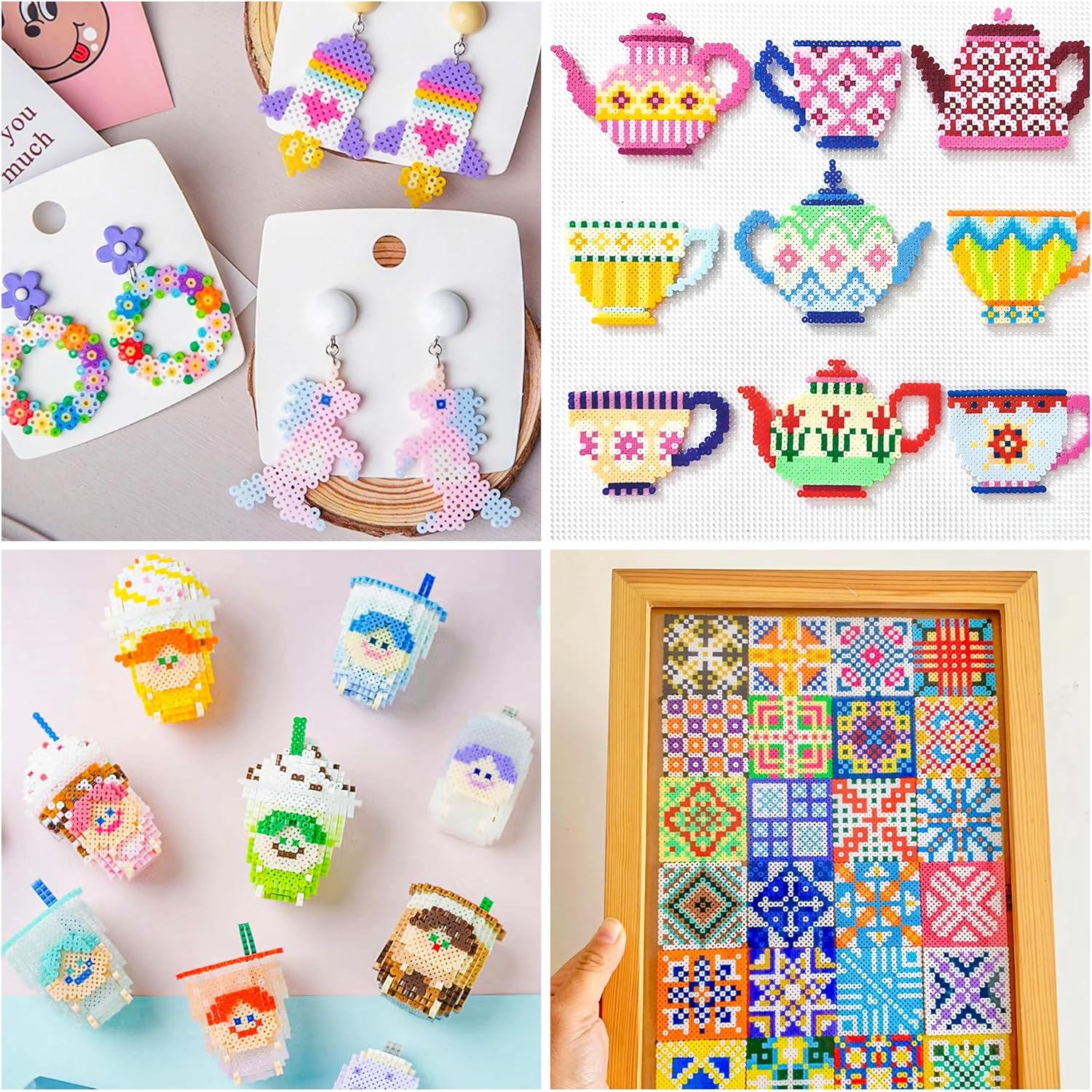 INSCRAFT Fuse Beads, 21,000 Pcs Fuse Beads Kit 22 Colors 5MM for Kids, Including 8 Ironing Paper,48 Patterns, 4 Pegboards, Tweezers, Beads Compatible Kit image number 2