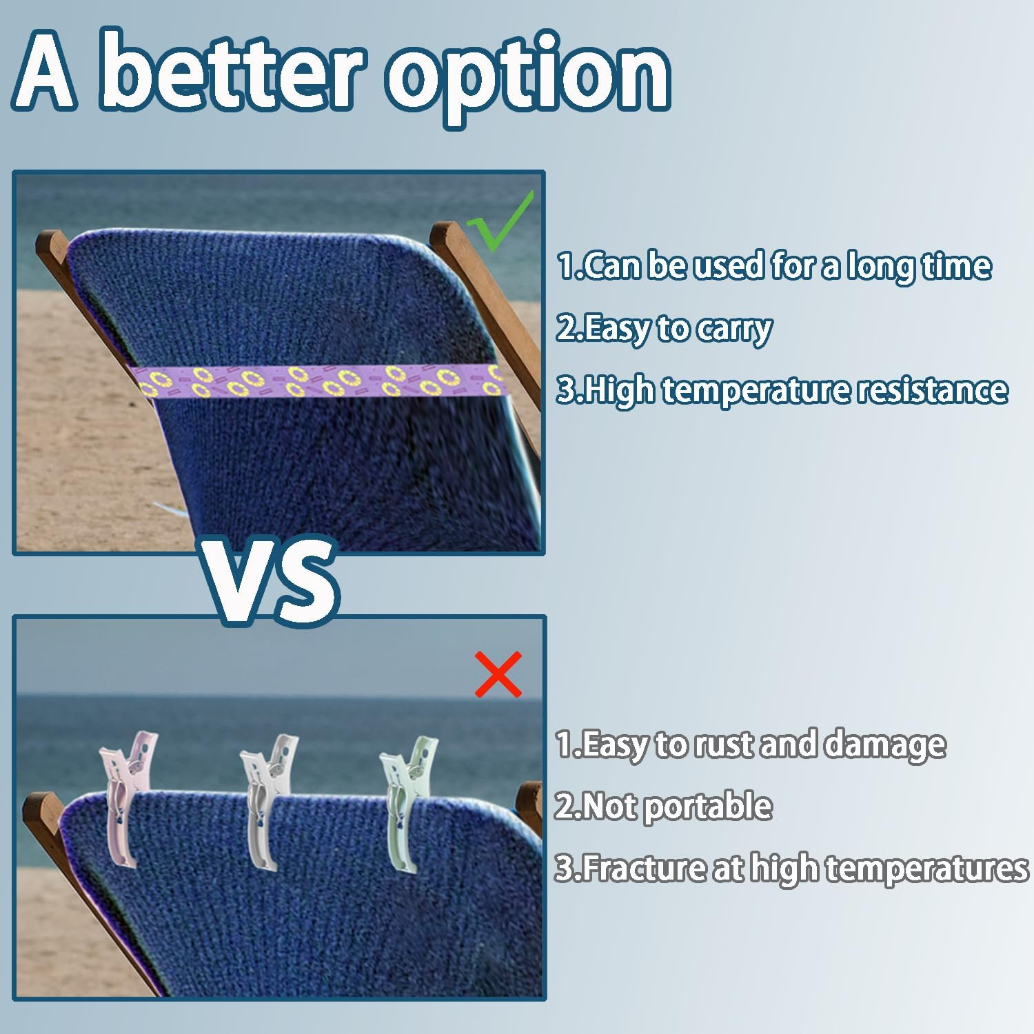 5Pcs Beach Chair Towel Bands Elastic Windproof Summer Beach Accessory for Cruise Chairs and Loungers Essential Cruise and Beach Accessory (1Pack) image number 2