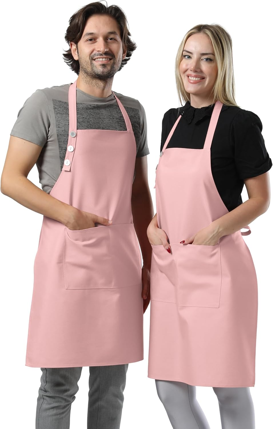 TOSHE Kitchen Apron Waterdrop Resistant Cotton Apron with Adjustable Aprons for Women with Pockets Cooking Apron