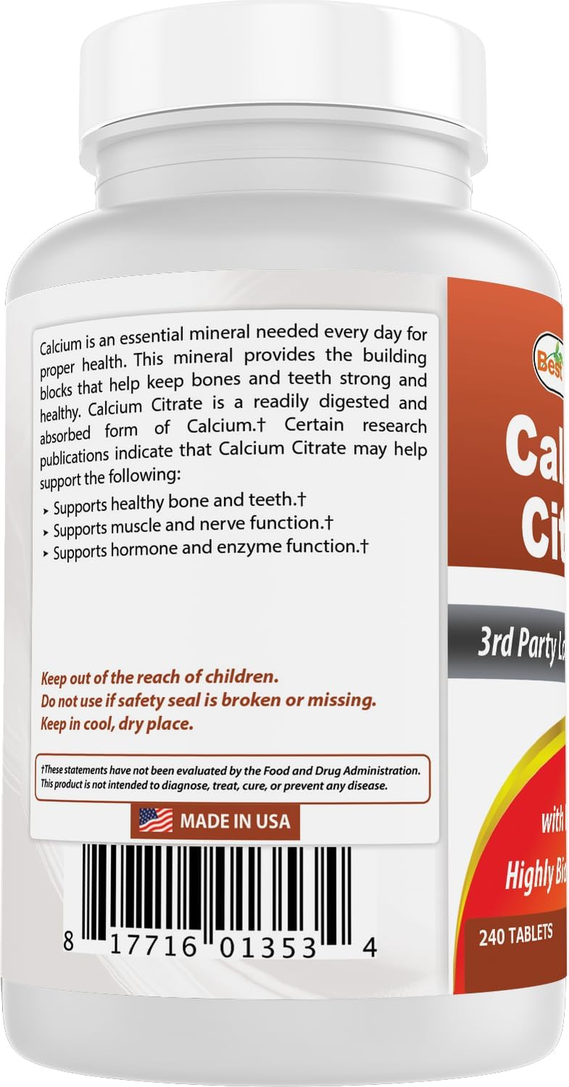 Best Naturals Calcium Citrate with Vitamin D-3 240 Tablets (240 Count (Pack of 2))