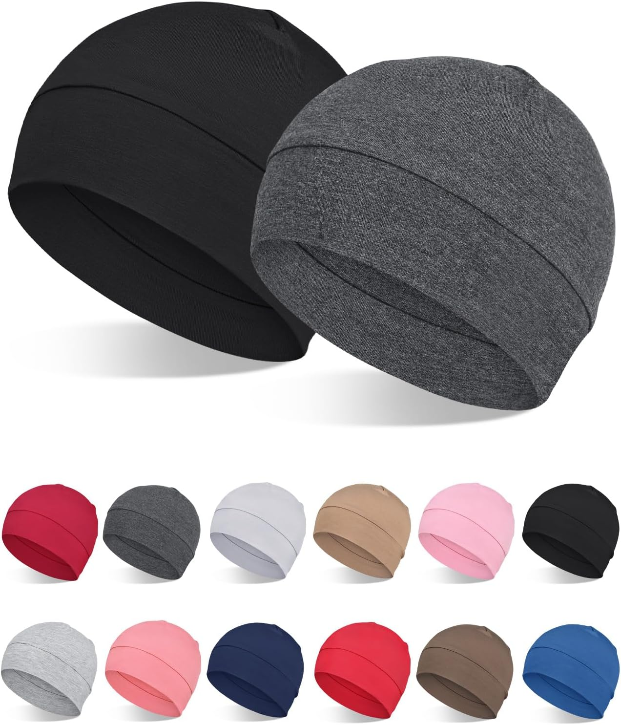 Focuscare 2Pcs/4Pcs 100% Viscose Beanies for Men Women Helmet Liner Lightweight Sleeping Cap for Chemo Hair Loss