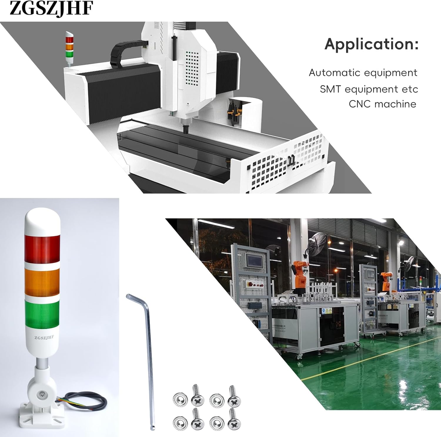 3-Layer Led Signal Tower Stack Lights, Industrial Signal Warning Lights, Column Tower Lamp with Rotatable Base Steady 24V DC/AC with Buzzer image number 4