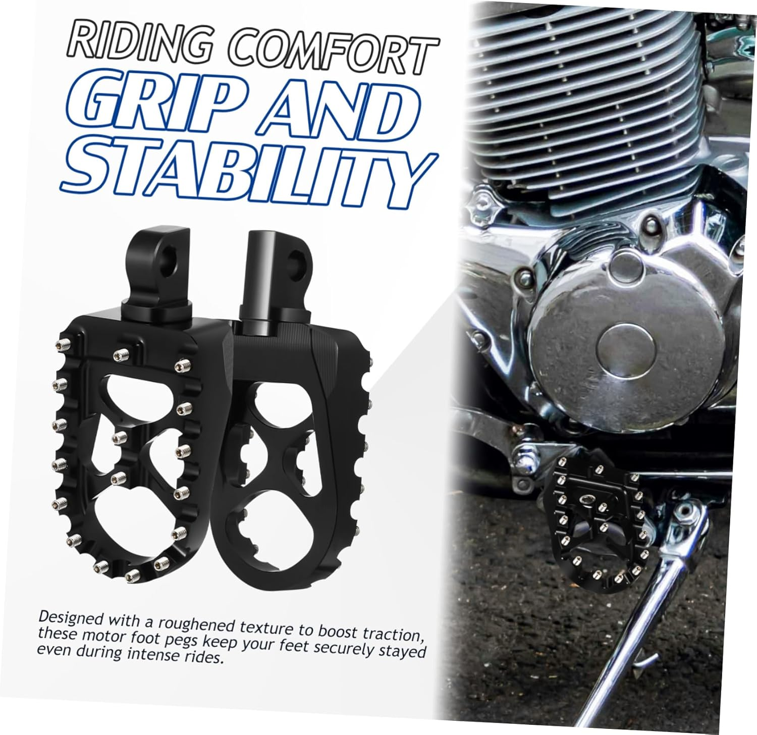 ULTECHNOVO 1Pair Motorcycle Foot Pegs Aluminium Alloy High Strength Dirt Bike Footrests with Enhanced Grip Stability for Comfortable Riding Easy Installation Wide Compatibility image number 3
