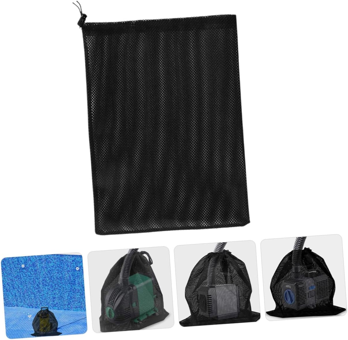 LALAFINA Large Drawstring Mesh Filter Bag for Pumps Outdoor Aquarium Protection Fine Polyester Barrier Media Bag for Clean Water Filtration image number 6