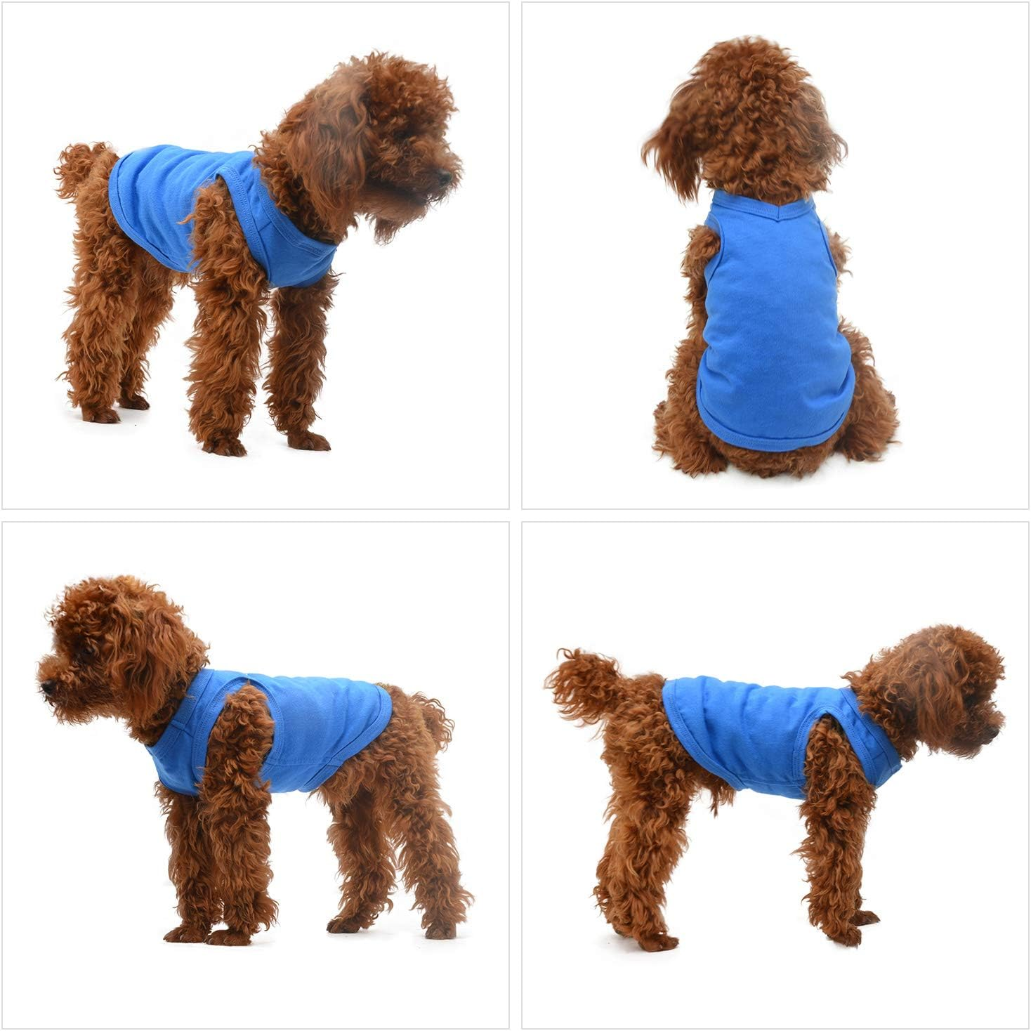 2018 Pet Clothes Dog Clothing Blank T-Shirt Tanks Top Vests for Small Middle Large Size Dogs 100% Cotton Dog Summer Vest Classic (S, Blue) image number 4