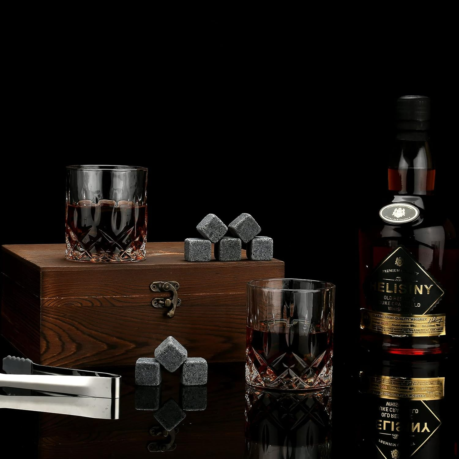 Whiskey Stones Gift Set - Whiskey Glass Set of 2 - Granite Chilling Whiskey Rocks - Scotch Bourbon Whiskey Glass Gift Box Set - Best Drinking Gifts for Men Dad Husband Birthday Party Holiday Present image number 3