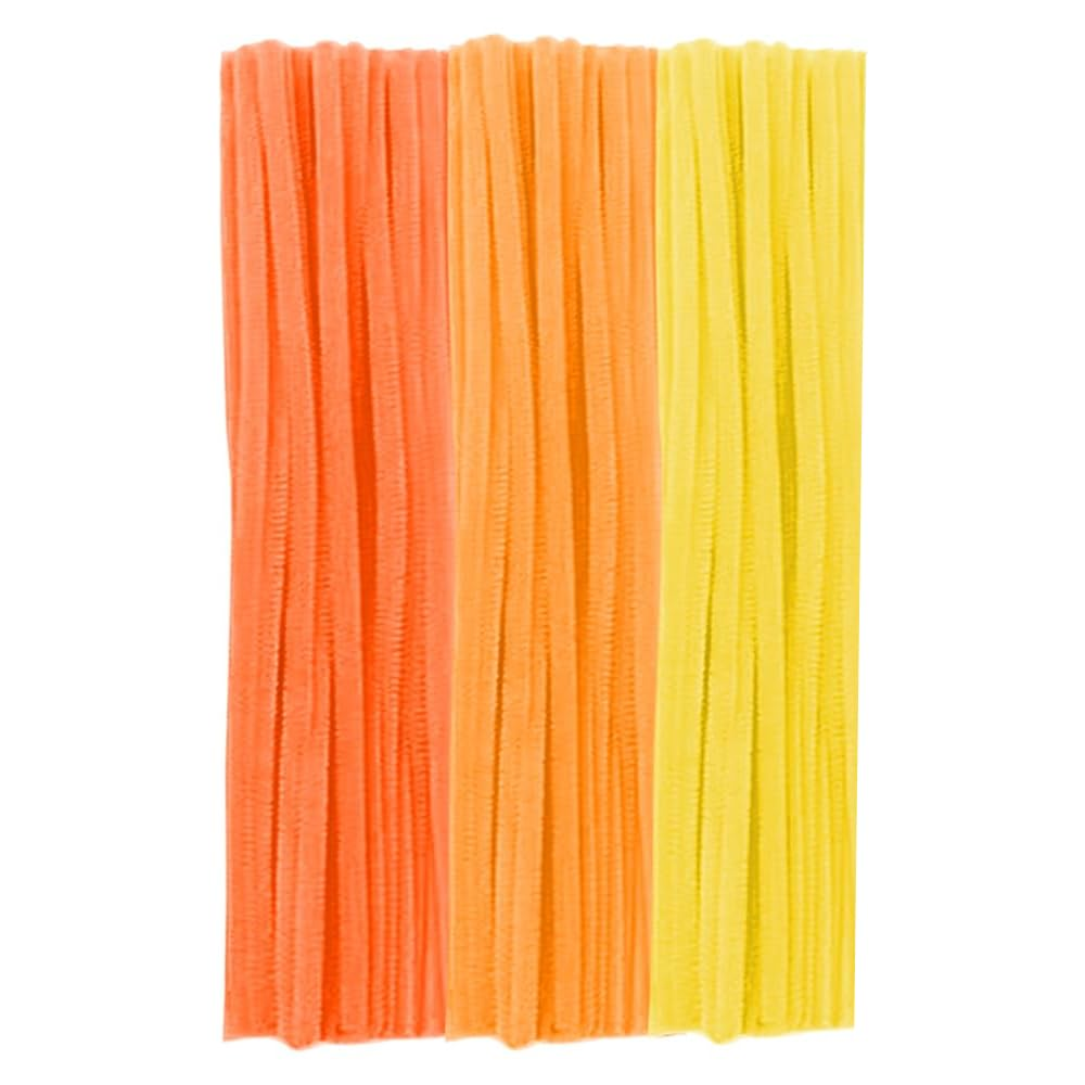 300 Pieces Pipe Cleaners Chenille Stem, 3 Gradient Orange Yellow Pipe Cleaners Set for Fall Thanksgiving Pipe Cleaners DIY Arts Crafts Decorations, Chenille Stems Pipe Cleaners (Yellow) image number 1