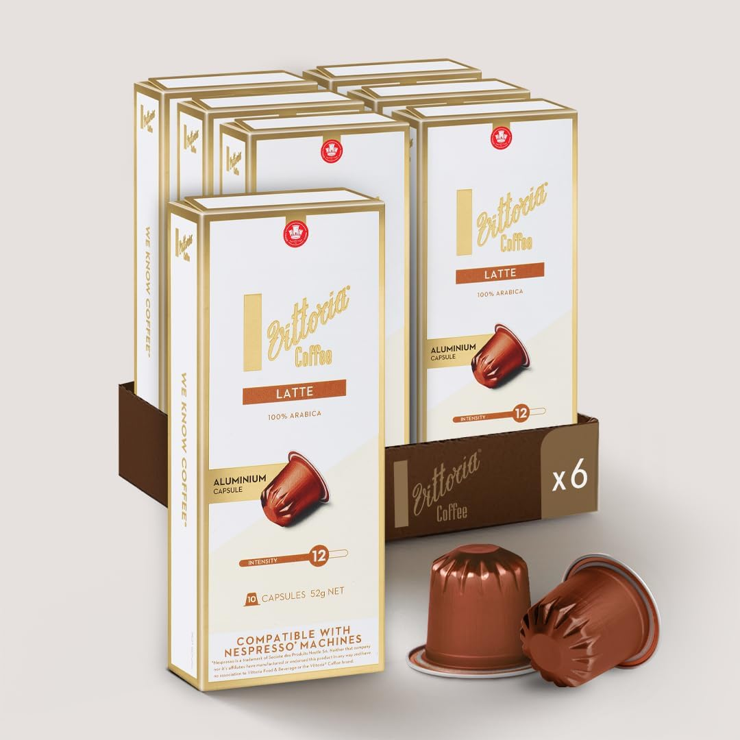 Vittoria Coffee 100% Arabica Latte Nespresso Compatible Aluminium Capsules 52G (6 Packs X 10 Pods) image number 4