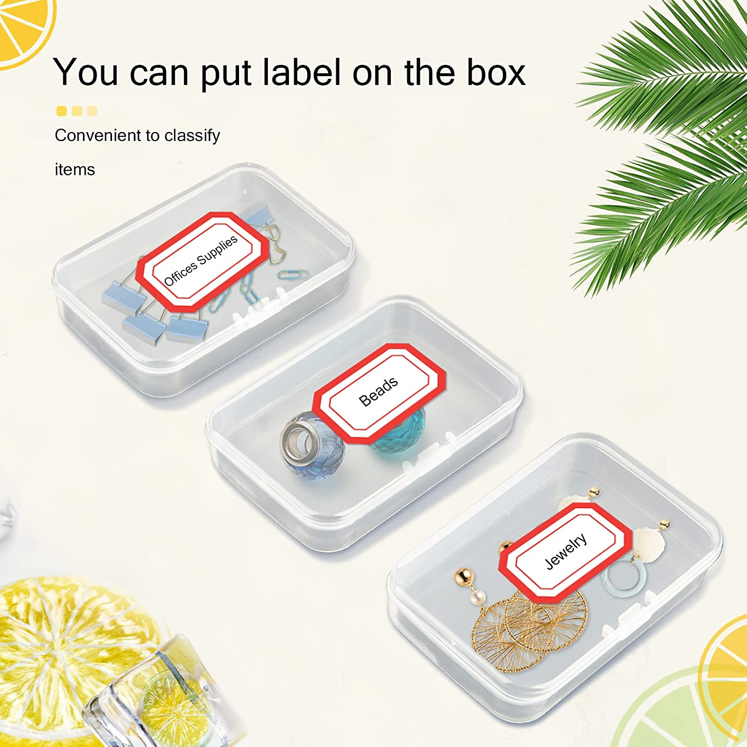 YASUOA Plastic Box Pin Holder Mini Storage Containers with Hinged Lid Bobby for Business Card Crafts Screws Drills Tiny Bead (3.5X2.5Inch) Small Rectangle 6 Pack image number 6