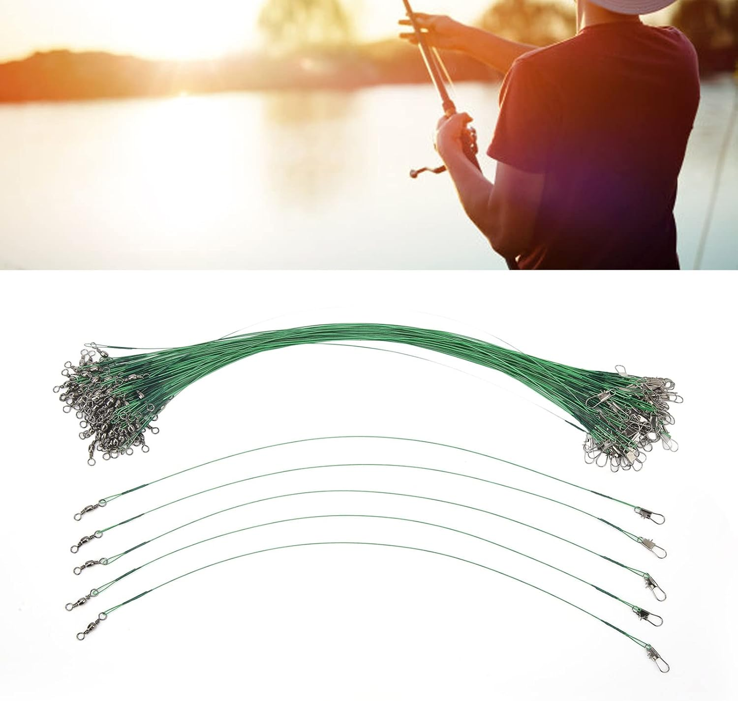 Fishing Wire Leader, Swivels Snap 100PCS Protective Fishing Leader for Fisherman