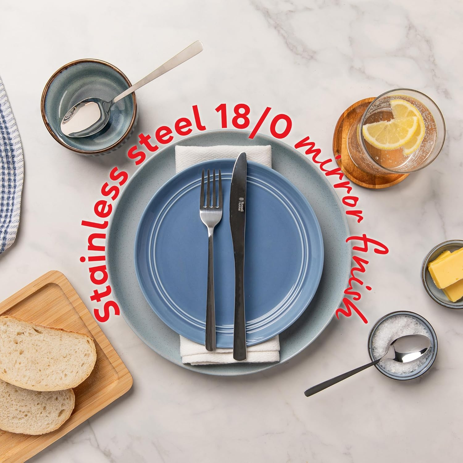 Russell Hobbs Vienna 24PC, RHCS24V, Stainless Steel Cutlery Set, Mirror Polished, Includes Knives, Forks, Dessert Spoons & Teaspoons image number 1