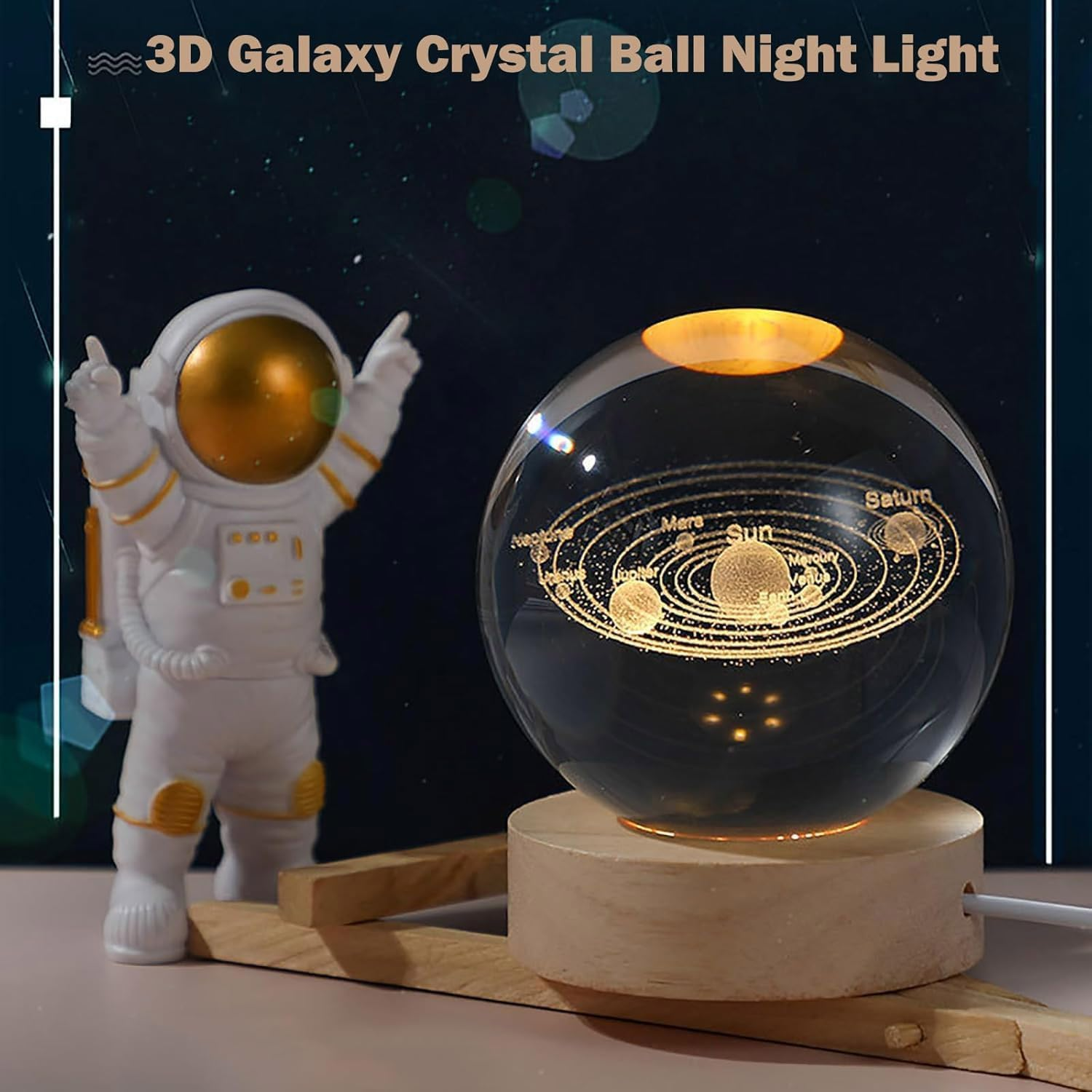 Ludosphere Lamp, 2024 New 3D Crystal Ball Night Light, Crystal Ball Night Light Glass Ball Night Lamp, Lights with Colorful Led Light Bas /132 image number 3