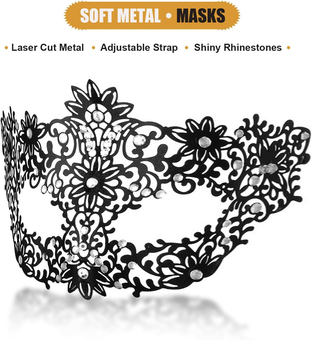 Masquerade Mask for Women Ultralight Metal Mask Shiny Metal Rhinestone Venetian Pretty Party Evening Prom Ball Mask. image number 6