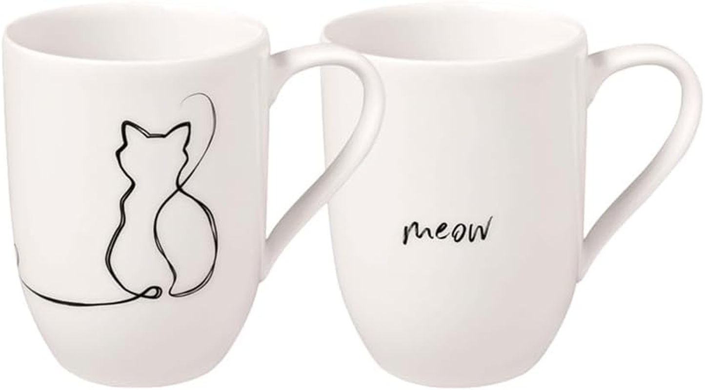 Villeroy & Boch Statement Cat Cup Set 2Pcs - Premium Porcelain Cups, Thoughtful Present for Cat Lovers, White image number 3