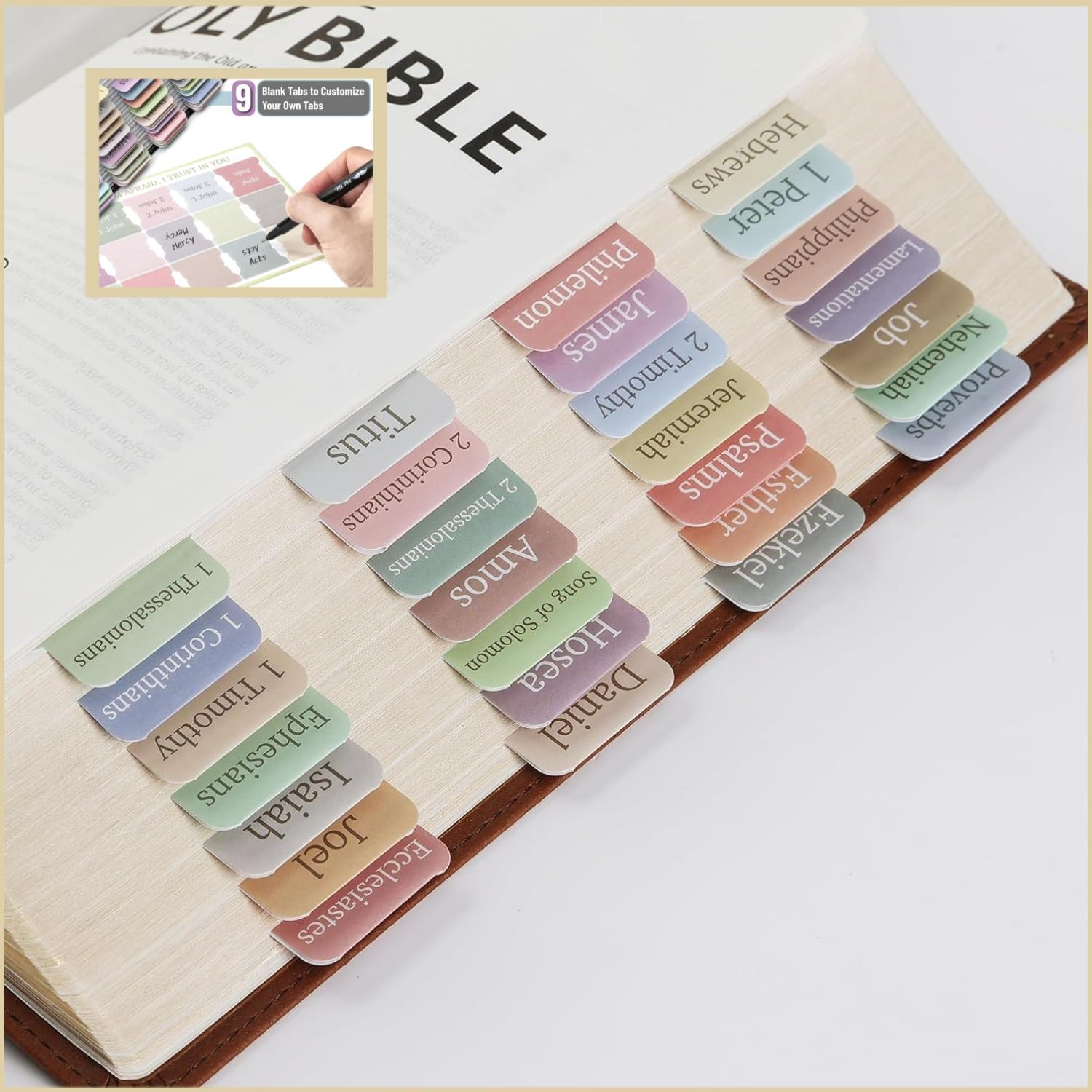 Bible Tabs for Women & Men, 75 Tabs, Laminated Bible Tabs for Study Bible, Large Print Neutral Bible Tabs for Easy Navigation, Boho Theme, Bible Index Tabs Bible Tabs, Boho Theme (C) image number 5