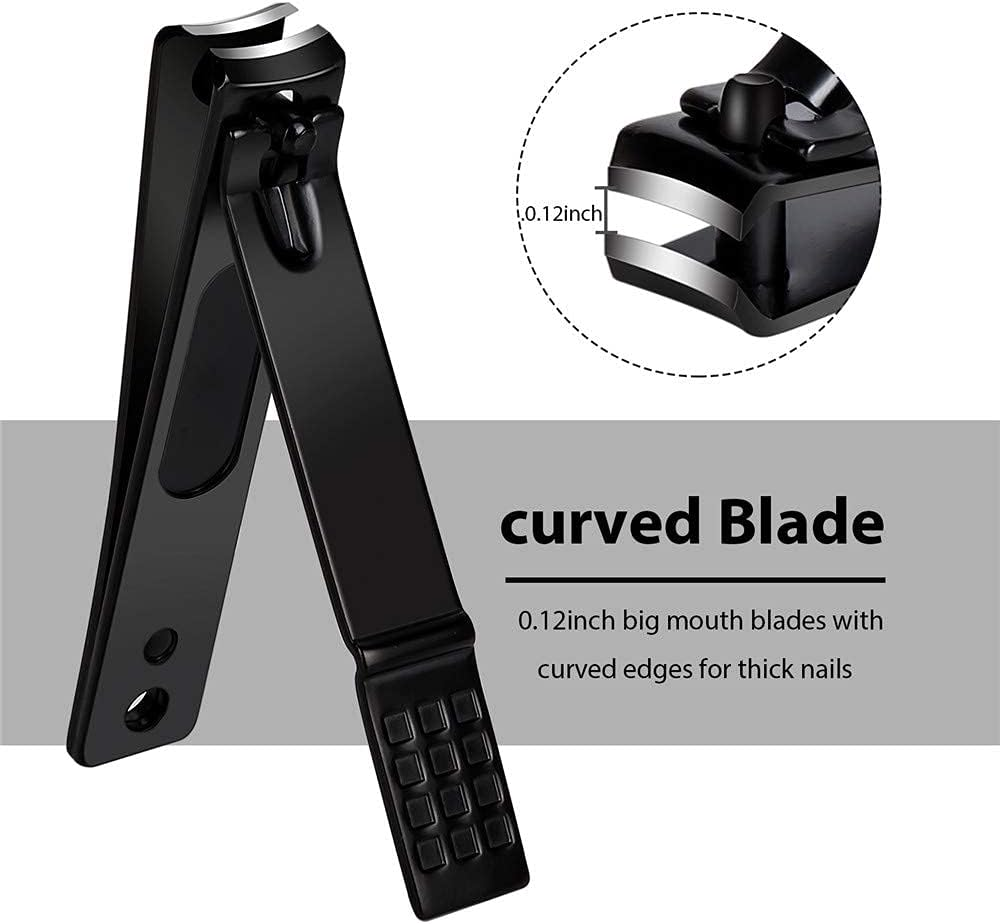 Nail Clippers Set, Sharp Stainless Steel Fingernail Clipper & Toenail Clippers, Black Nail Cutter, Large and Small 2 Piece Set. image number 5