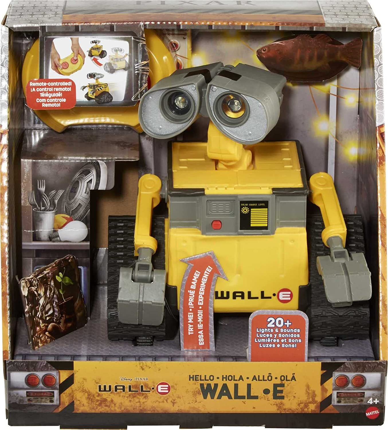 Mattel Disney Pixar Wall-E RC Robot Toy with 20+ Lights & Sounds, Hello Wall-E Action Figure & Remote Control image number 4