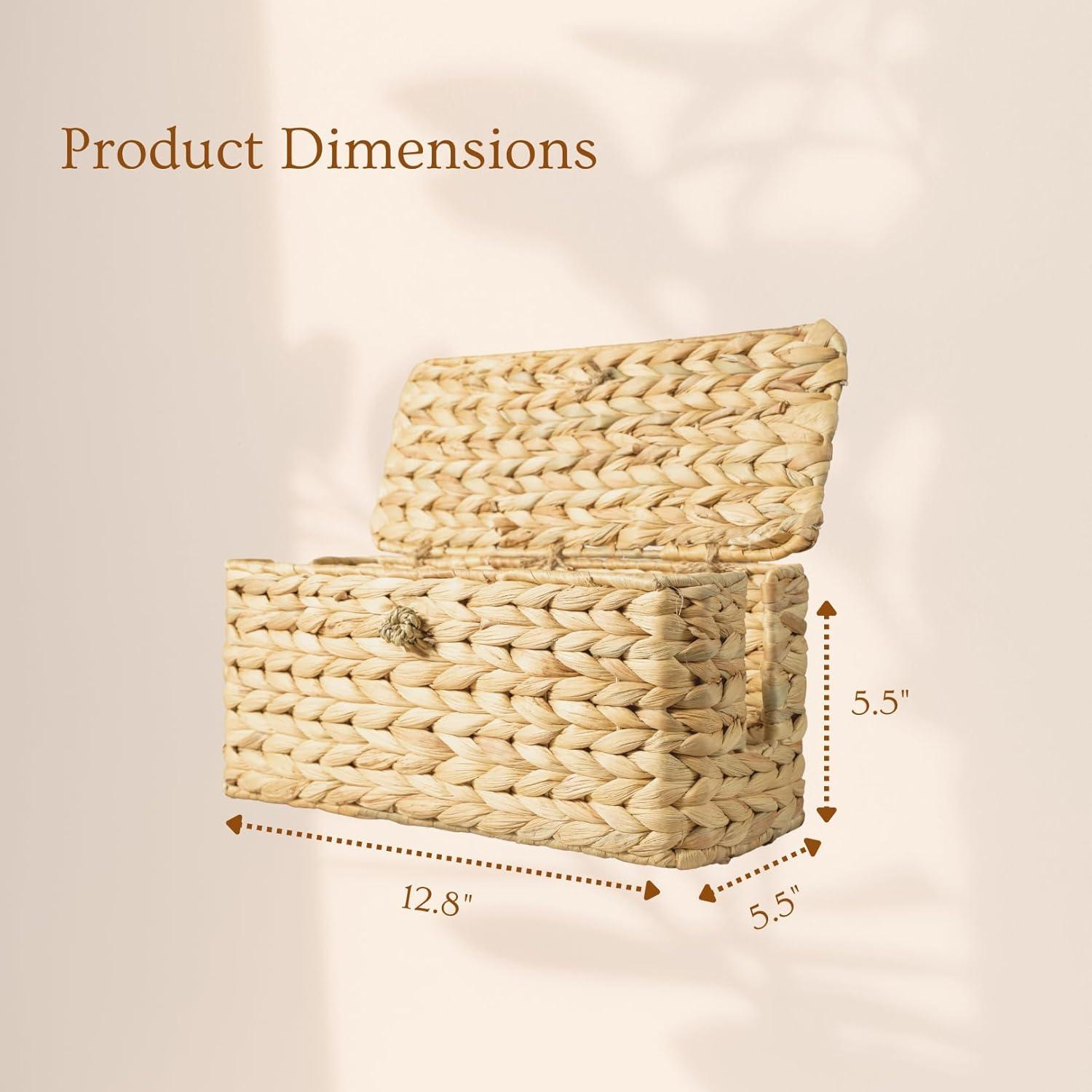 BINH YEN HOME Wicker Cable Management Box with Lid, a Handwoven Water Hyacinth Cords Hider Box for TV, Computer, Router, USB Hub to Hide Cords & Power Strip for Desk, Floor, Office 12.8X5.5X5.5 image number 1