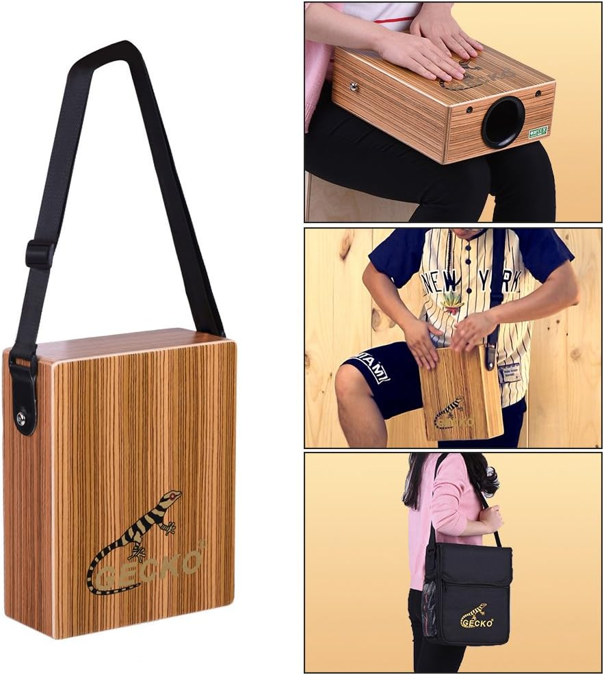 Cajon Box Drum, C-68Z Portable Traveling Cajon Box Drum Hand Drum Wood Percussion Instrument with Strap Carrying Bag image number 6