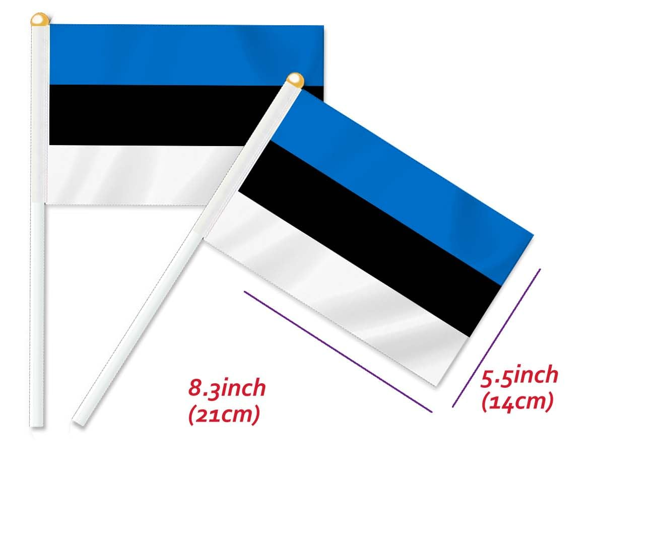 10 PCS Estonia Handheld Small Flag, Estonians Hand Held Mini Decor Decoration Banner image number 3