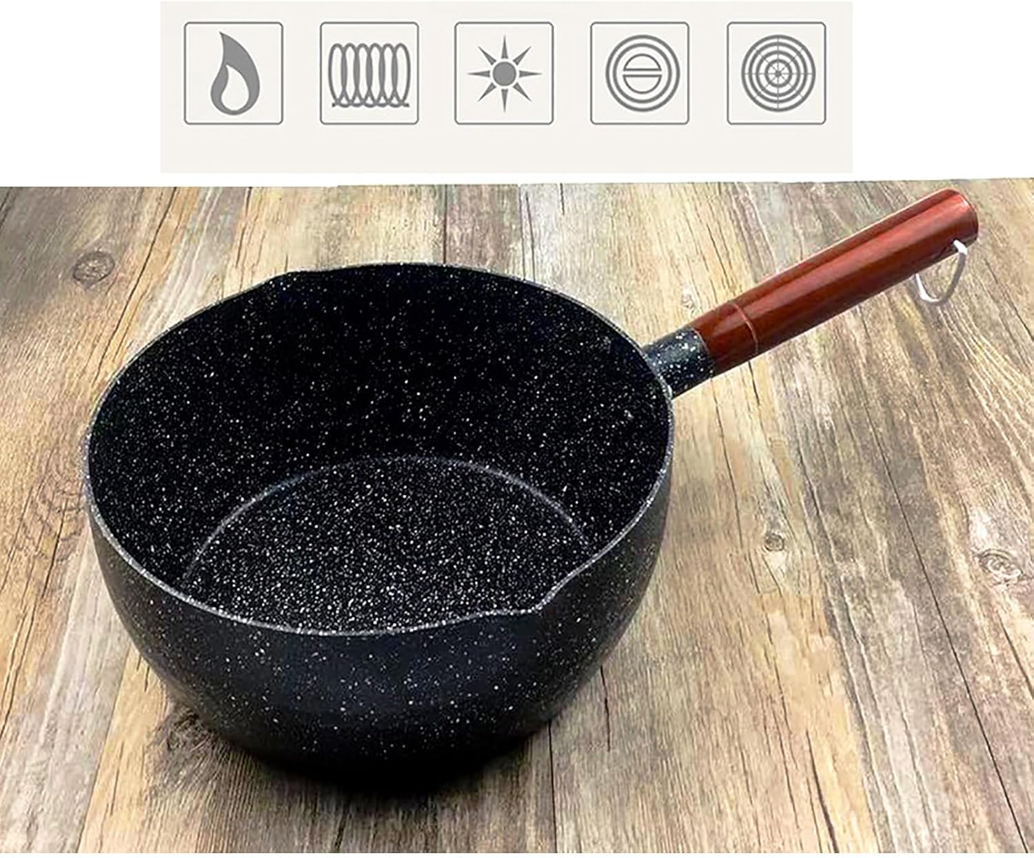 Nonstick Sauce Pot, Fine Workmanship Portable Nonstick Pot Multifunctional for Noodles for Gas (20Cm / 7.9In) image number 3