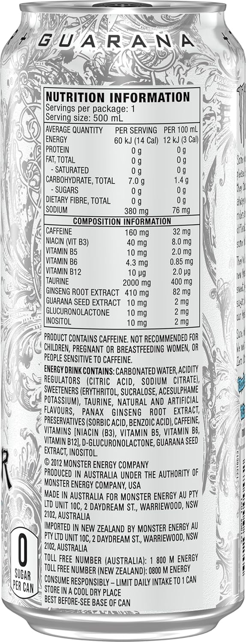 Monster Energy Drink Zero Ultra 24 X 500Ml image number 3