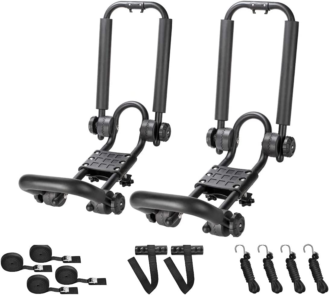 One Pair Fold down J Bar Kayak Rack Designed Mounts to Virtually All Crossbars and Load Bars Double Folding J Bar Car Roof Carrier for Kayak Canoe Surf Board and SUP Paddle Boat (1 Pair) image number 6