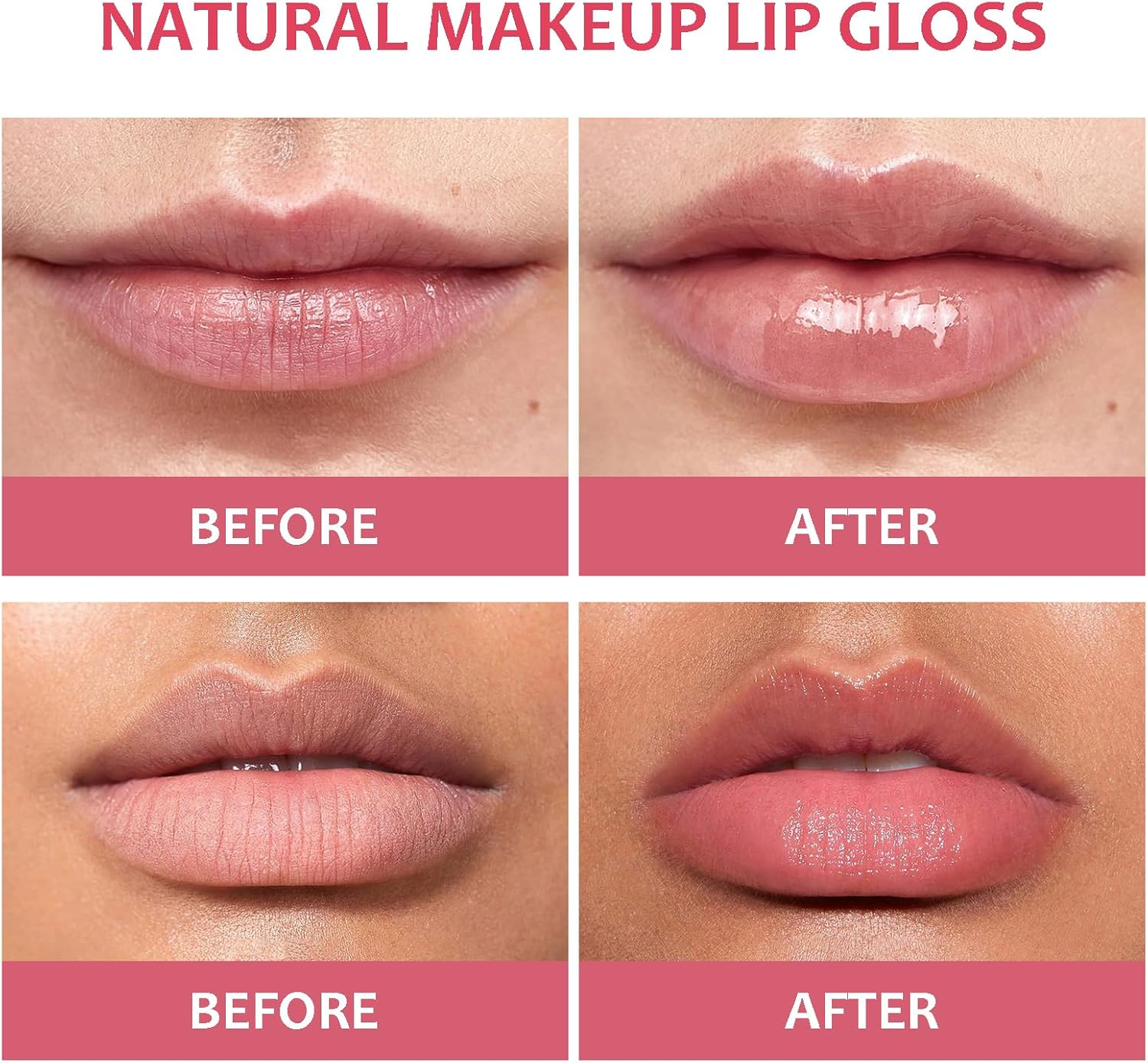 Boobeen 2PCS Lip Gloss Oil Set, Lip Stain Oil with Moisturizing, Nourishing Fruit Lightweight, for High Shine Finish Makeup image number 4