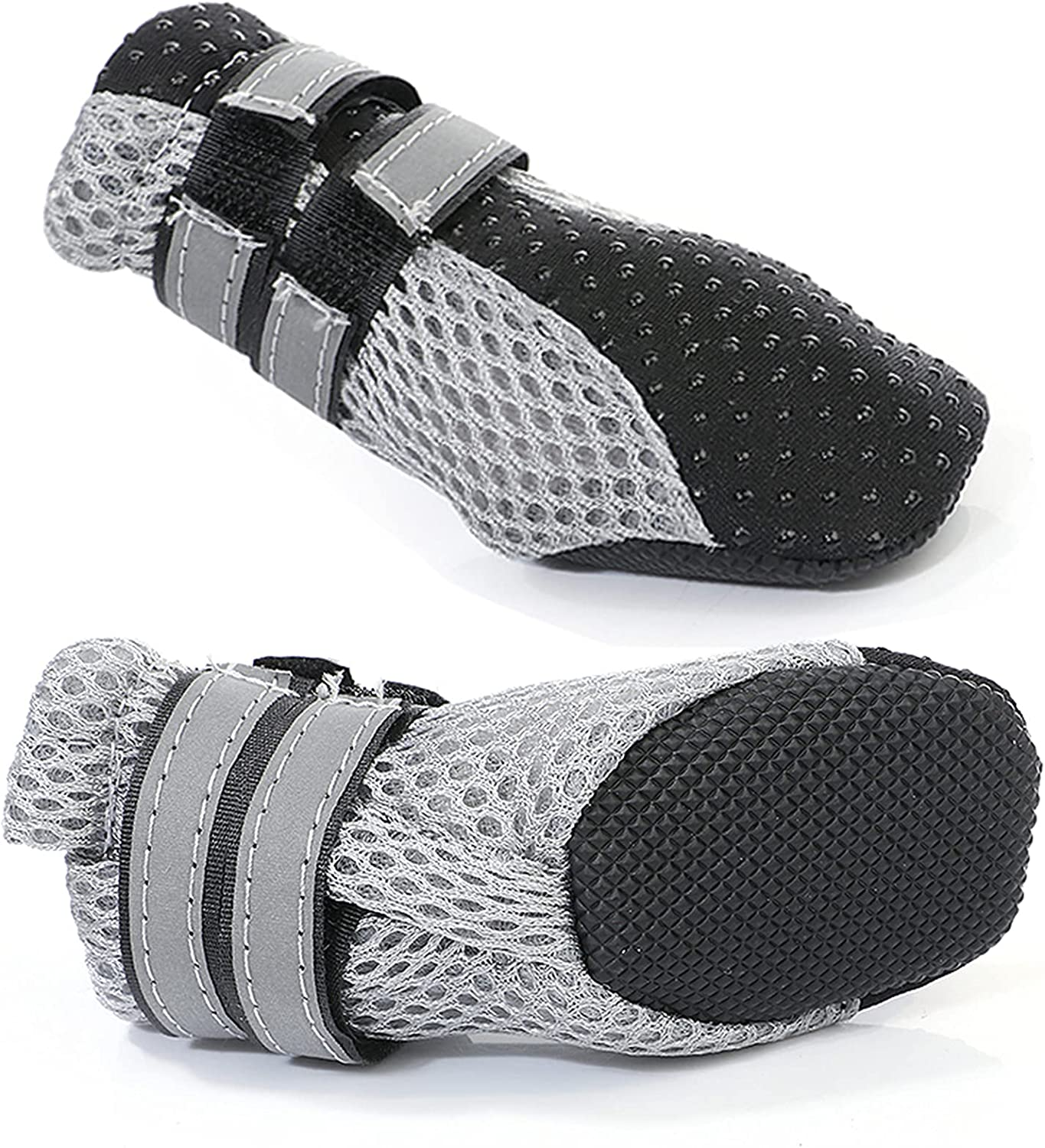 Protective Dog Boots Paw Protector, MH MOIHSING Non-Slip Pet Shoes Durable Dog Shoes Breathable Dog Booties for Small Dogs Outdoor(Size Large, 2 Pairs, Black) image number 5