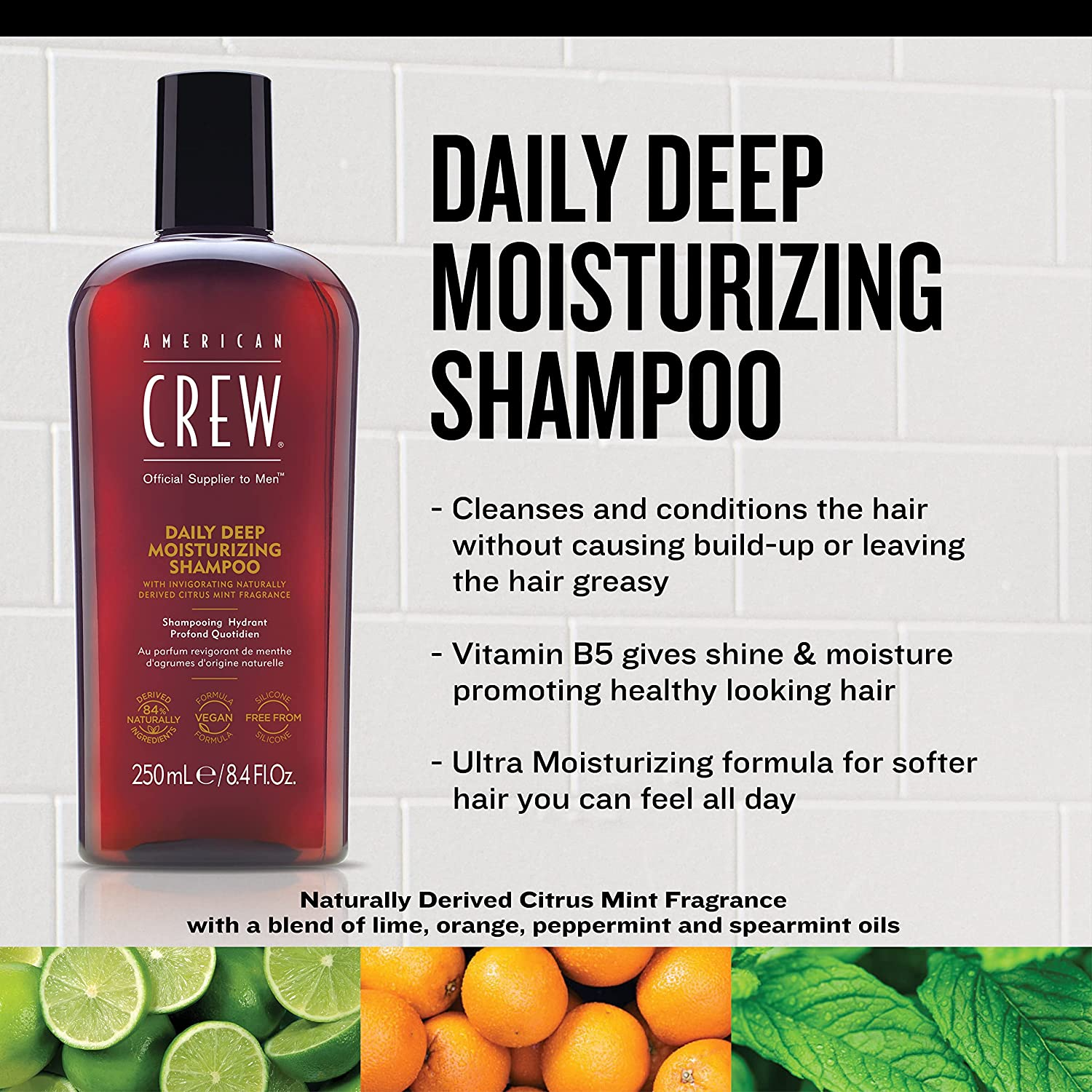 American Crew Daily Deep Moisturising Shampoo 250 Ml image number 3