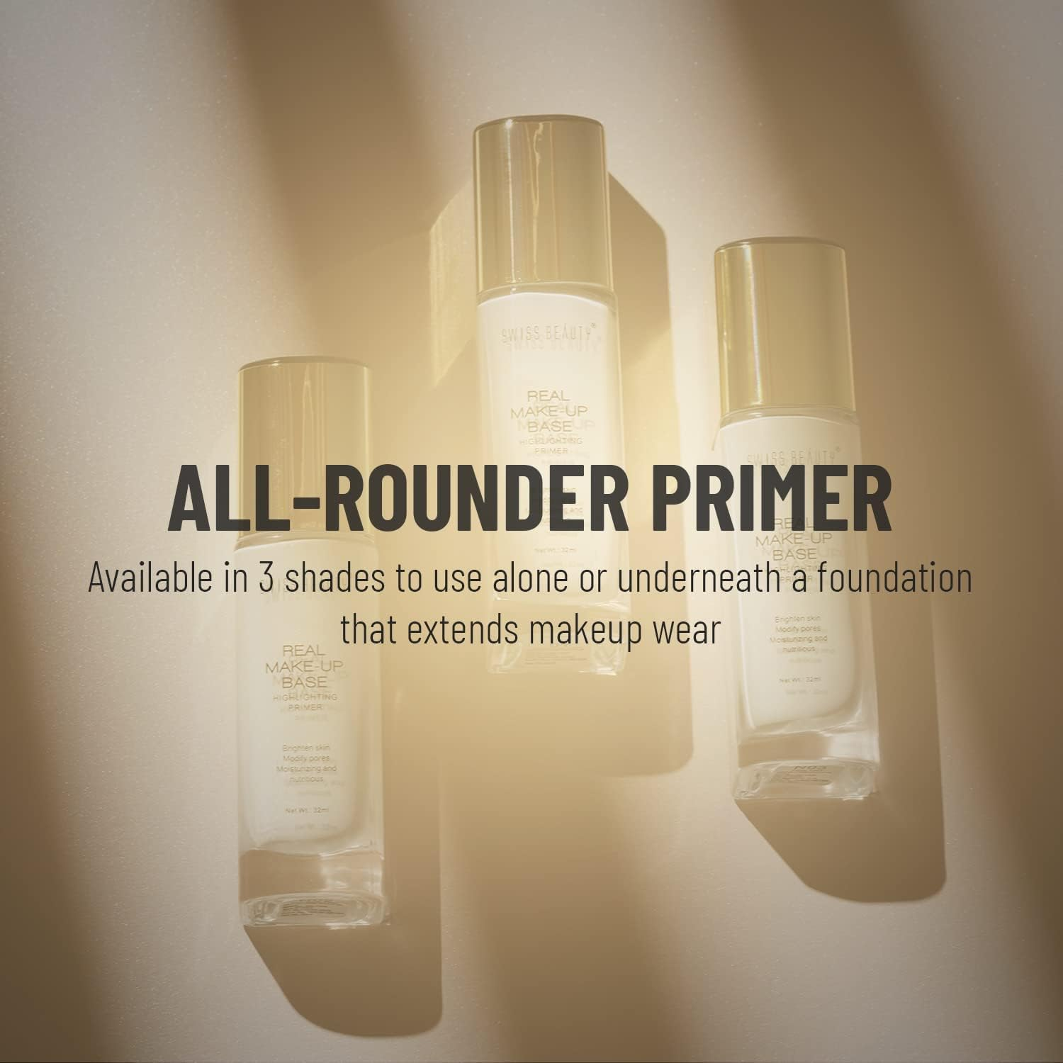 Green Velly Beauty Real Makeup Base Hightlighting Primer| Skin-Hydrating Poreless Primer with Natural Glow Finish for Face Makeup |Shade - Natural Tint, 32Ml image number 2